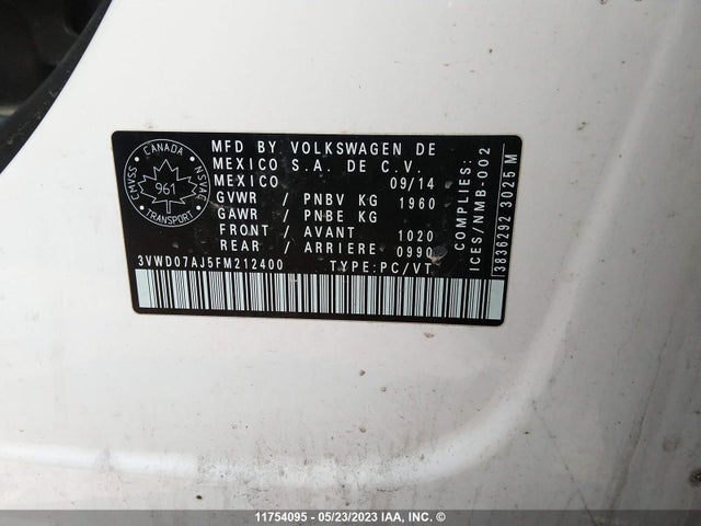 3VWD07AJ5FM212400 Volkswagen JETTA SE