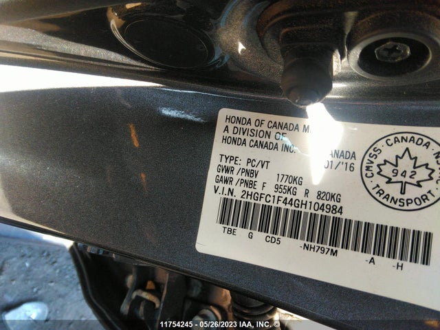 Honda CIVIC EX 2016 2HGFC1F44GH104984 Image 9
