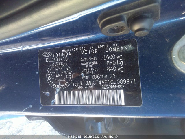 Aukcja sprzedaży 2016 Hyundai Accent Se, vin: KMHCT4AE1GU089971, numer aukcji: 11754315