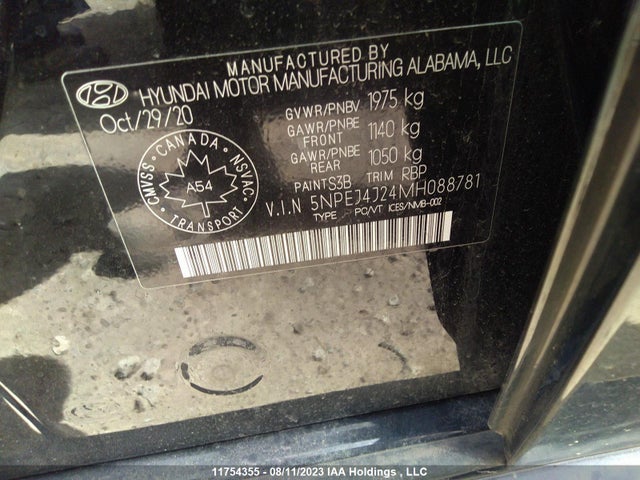 Hyundai Sonata Sel Plus 2021 5NPEJ4J24MH088781 Image 10