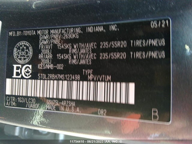 Toyota Highlander Xse 2021 5TDLZRBH7MS123498 Image 11