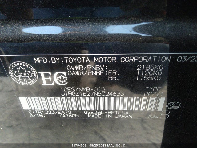 JTHGZ1E27N5024633 Lexus Is 350 F-sport