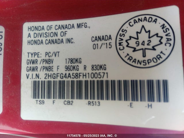 Honda CIVIC SI 2015 2HGFG4A58FH100571 Image 11
