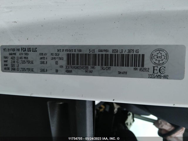 3C6TRVAG0KE545399 RAM Promaster 1500 1500 Standard