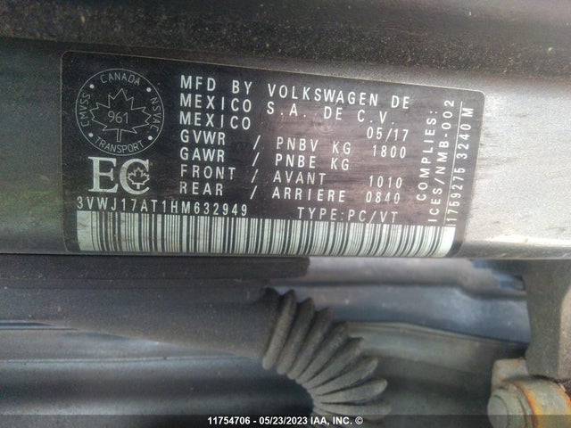 Volkswagen Beetle Se/sel 2017 3VWJ17AT1HM632949 Image 9