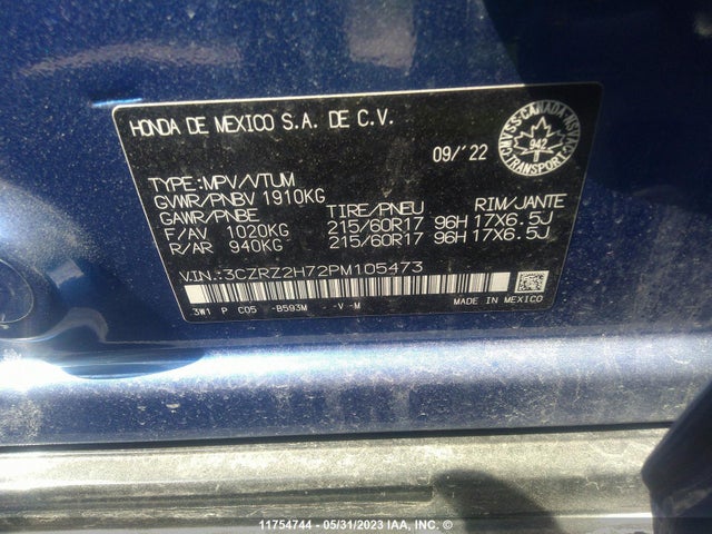Honda Hr-v Exl 2023 3CZRZ2H72PM105473 Image 10