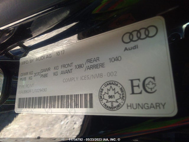 WAUB8GFF1J1029490 Audi A3 PREMIUM