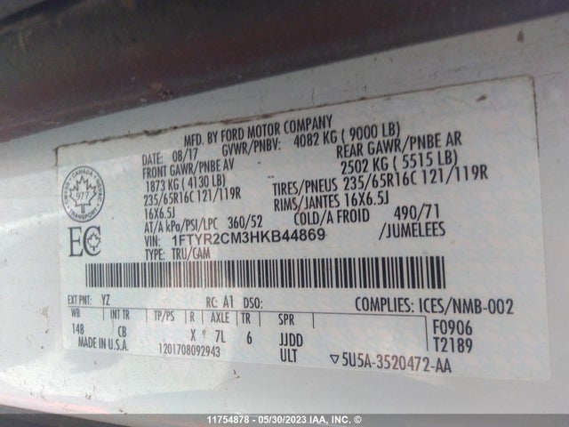 1FTYR2CM3HKB44869 Ford Transit T-250
