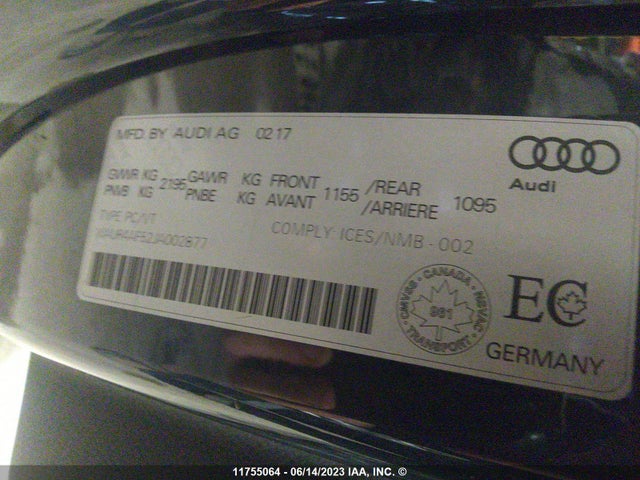 WAUR4AF52JA002877 Audi S5 Prestige