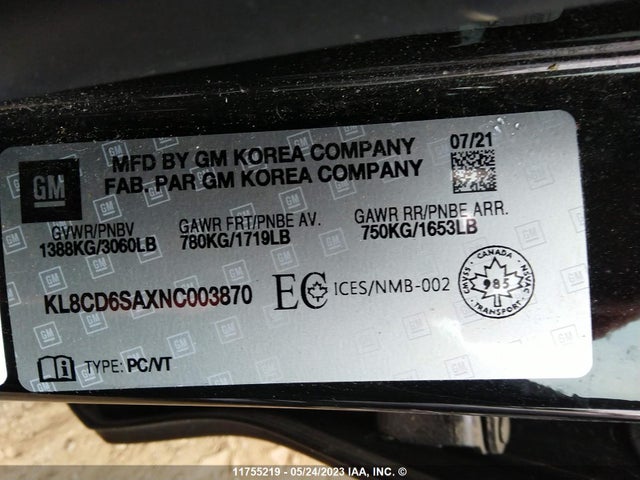 Chevrolet SPARK 1LT 2022 KL8CD6SAXNC003870 Image 9