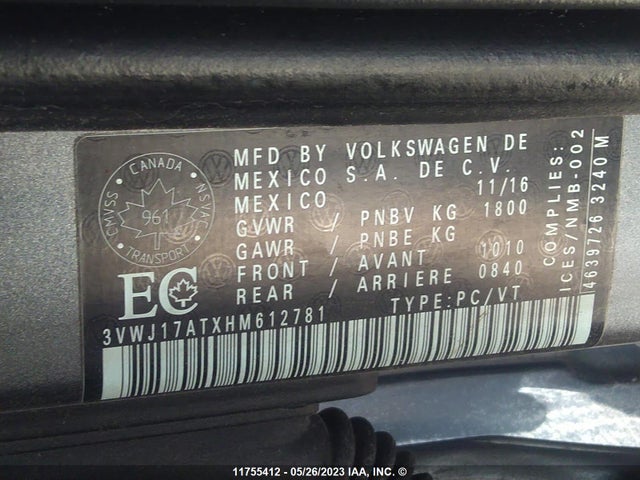 Volkswagen Beetle Se/sel 2017 3VWJ17ATXHM612781 Image 10