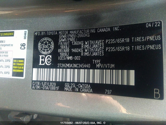 2T2HZMDA3NC345440 Lexus RX 350