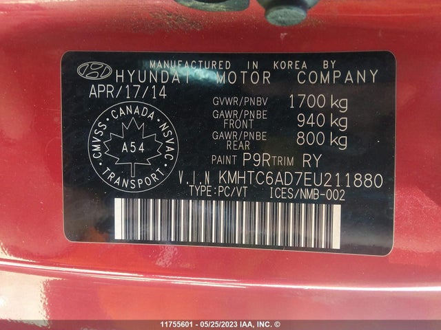 Hyundai VELOSTER 2014 KMHTC6AD7EU211880 Image 9