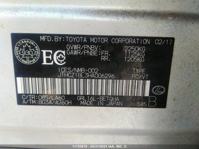 JTHCZ1BL3HA006296 Lexus Gs 350 Base/350 F-sport