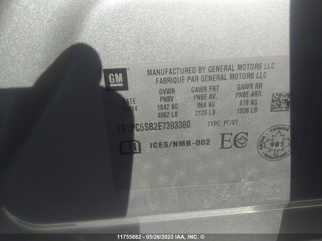 Chevrolet CRUZE LT 2014 1G1PC5SB2E7393380 Image 10