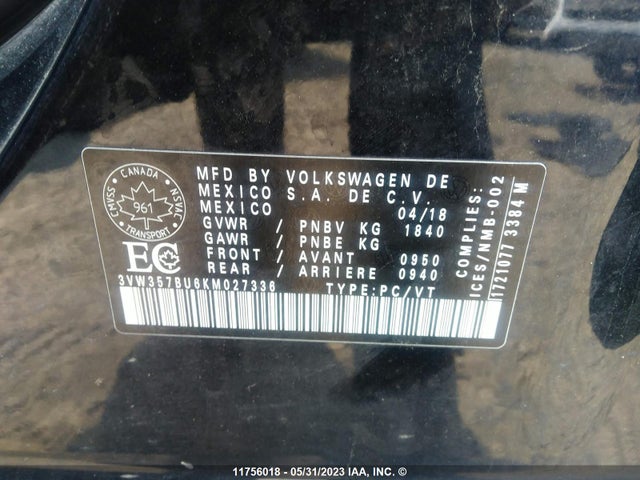 Volkswagen Jetta Execline 2019 3VW357BU6KM027336 Image 10