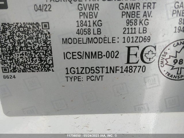 Chevrolet MALIBU LT 2022 1G1ZD5ST1NF148770 Image 11