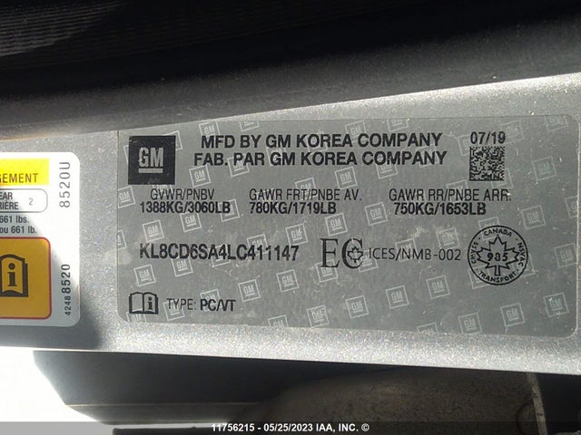 Chevrolet SPARK 1LT 2020 KL8CD6SA4LC411147 Image 9