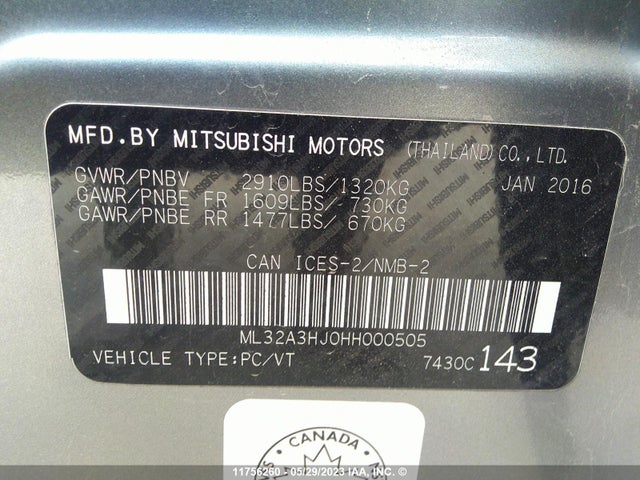 ML32A3HJ0HH000505 Mitsubishi MIRAGE ES