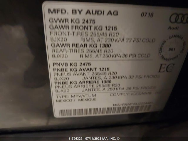 WA1FNAFY0J2224481 Audi Q5 Technik S-line
