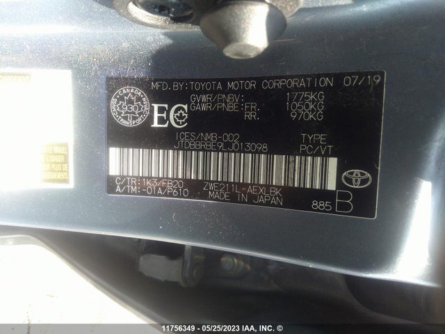 Aukcja sprzedaży 2020 Toyota Corolla Le, vin: JTDBBRBE9LJ013098, numer aukcji: 11756349