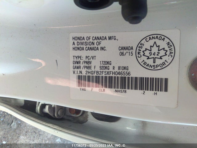 Honda Civic Lx 2015 2HGFB2F5XFH046556 Image 9