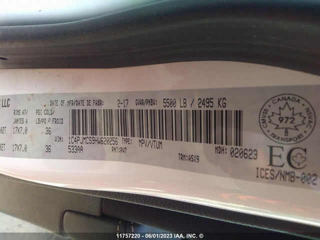 1C4PJMCS9HW620256 Jeep Cherokee Latitude