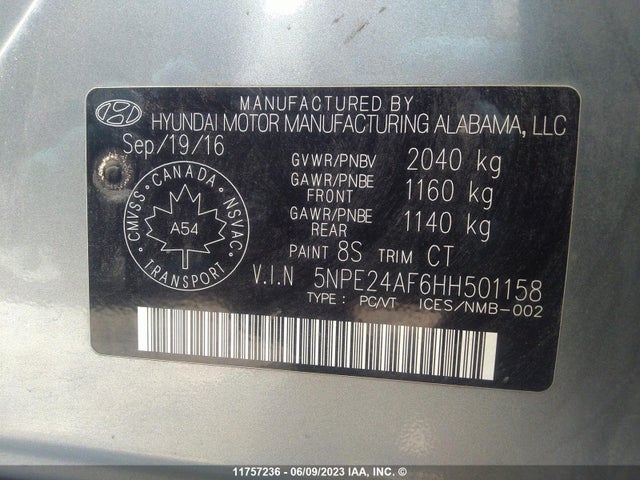 Hyundai SONATA SE 2017 5NPE24AF6HH501158 Image 10