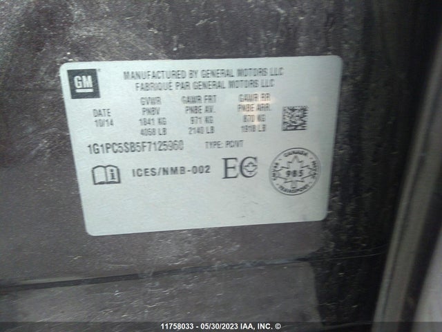 Chevrolet CRUZE LT 2015 1G1PC5SB5F7125960 Image 9