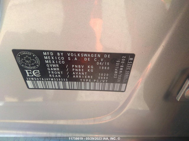 3VWD07AJ4FM339333 Volkswagen JETTA SE