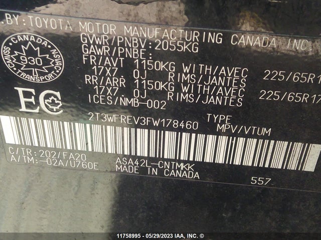 Toyota Rav4 Xle 2015 2T3WFREV3FW178460 Image 9