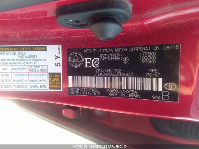 Toyota PRIUS 2018 JTDKBRFU8J3076437 Image 9