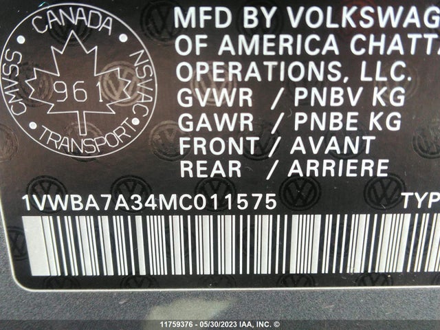 1VWBA7A34MC011575 Volkswagen Passat Highline