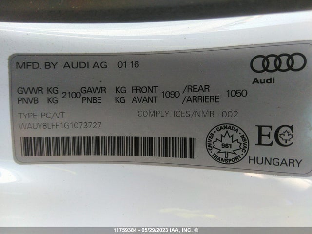 WAUY8LFF1G1073727 Audi A3 Premium Plus S-line