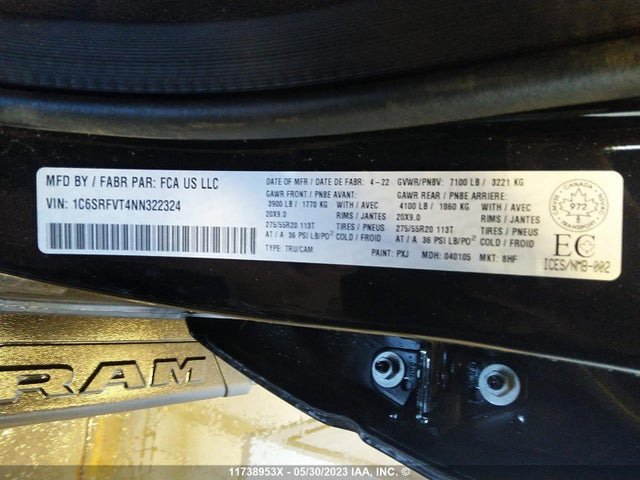 1C6SRFVT4NN322324 RAM 1500 Sport