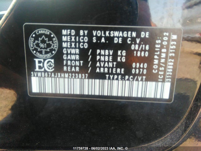 Volkswagen JETTA SE 2017 3VWB67AJXHM223837 Image 10