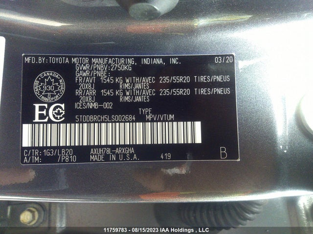 Toyota Highlander Hybrid Limited 2020 5TDDBRCH5LS002684 Image 11