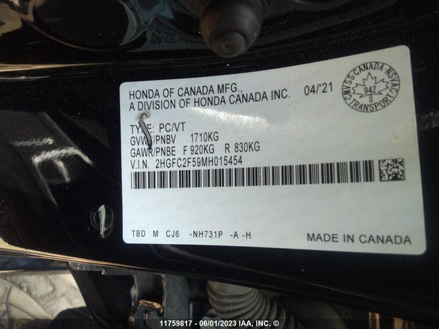 Honda Civic Lx 2021 2HGFC2F59MH015454 Image 9