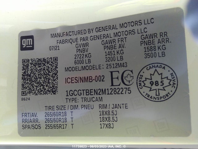 Chevrolet Colorado 2021 1GCGTBEN2M1282275 Image 9