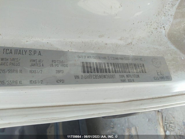 ZFBHRFCB5N6W36087 RAM Promaster City Tradesman