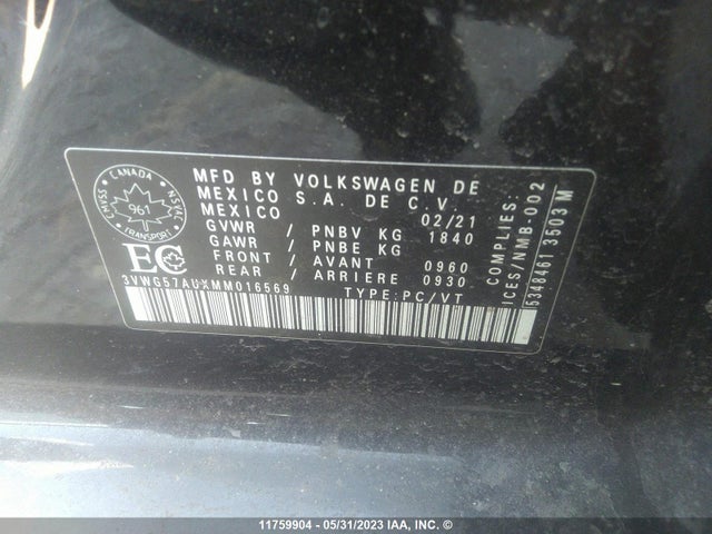 3VWG57AUXMM016569 Volkswagen GOLF