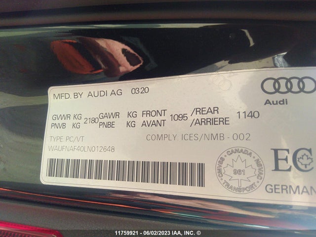 WAUFNAF40LN012648 Audi A4 Prestige
