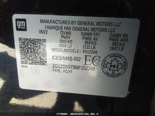 Chevrolet MALIBU LT 2022 1G1ZD5ST8NF152749 Image 9