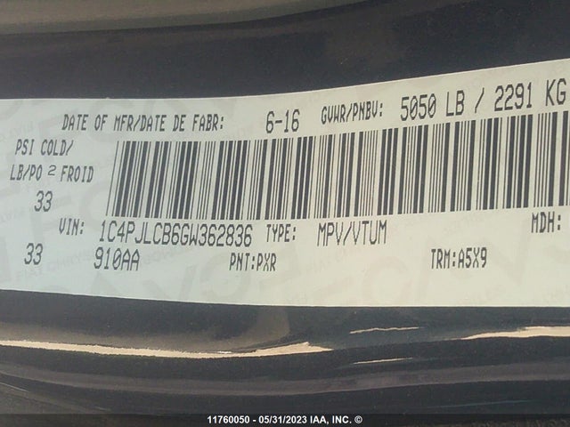 1C4PJLCB6GW362836 Jeep Cherokee Latitude
