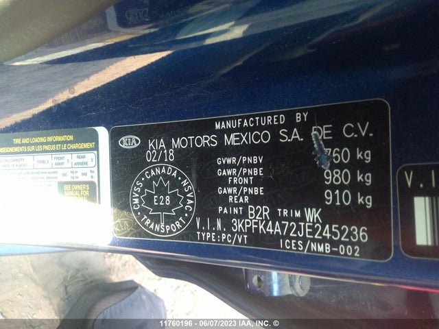 KIA FORTE LX 2018 3KPFK4A72JE245236 Image 10