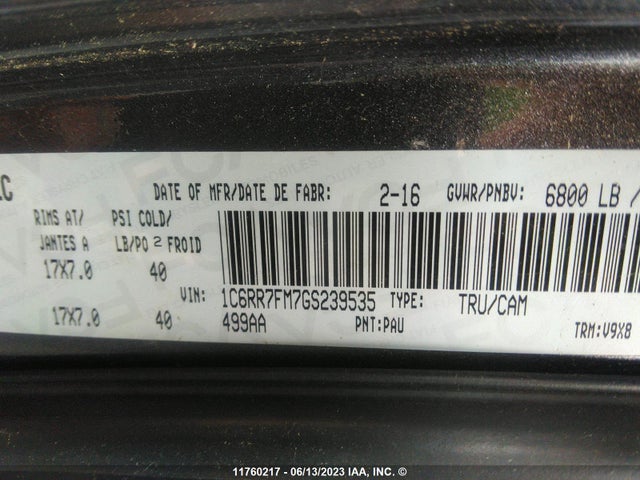 1C6RR7FM7GS239535 RAM 1500 St