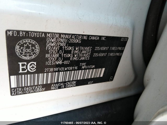 Toyota RAV4 LE 2020 2T3B1RFV2LW108116 Image 9