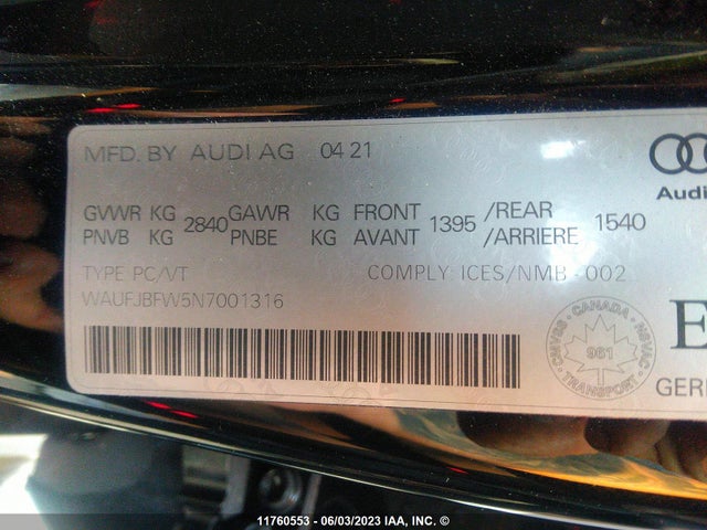 WAUFJBFW5N7001316 Audi E-tron Gt Premium Plus