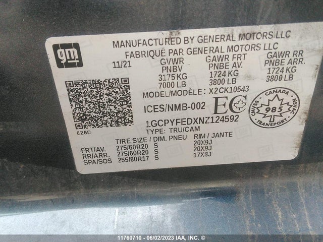 Chevrolet Silverado Ltd K1500 2022 1GCPYFEDXNZ124592 Image 9