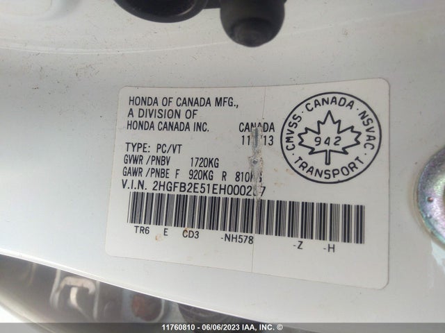 Honda Civic Lx 2014 2HGFB2E51EH000257 Image 9